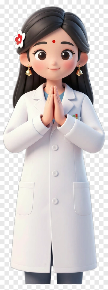 Friendly Doctor Girl Cartoon Character PNG
