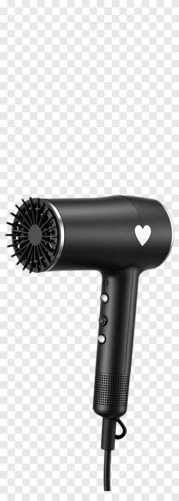 Black Hair Dryer With Heart Emblem PNG