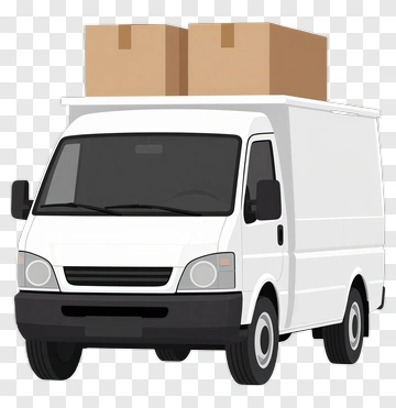 White Delivery Van With Cargo Boxes PNG