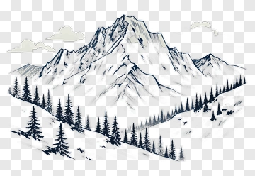 Mountain With Pine Trees PNG