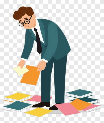 Man In Suit Sorting Papers PNG