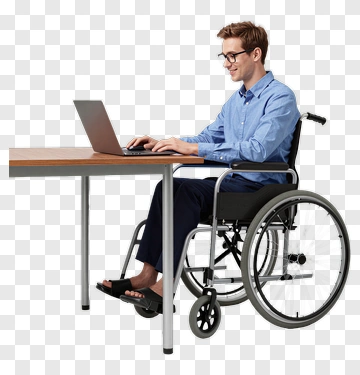 Man In Wheelchair Using Laptop PNG
