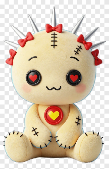 Cute Voodoo Doll With Red Bow And Heart PNG