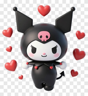 Kuromi With Floating Hearts PNG