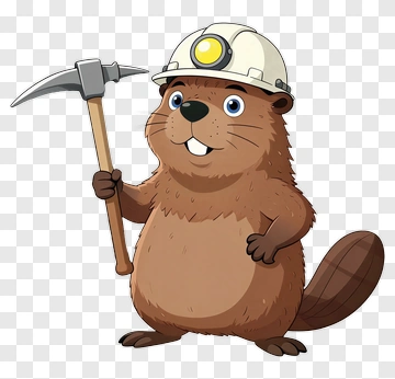 Beaver Miner With Pickaxe PNG