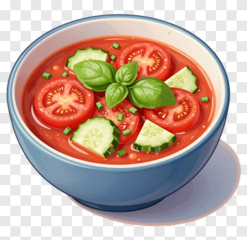 Tomato Soup With Cucumber And Basil PNG