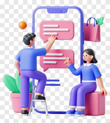 Two People Interacting With Smartphone Interface PNG