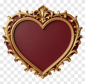 Gold Heart Frame With Red Interior PNG