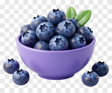 Blueberries In A Purple Bowl PNG