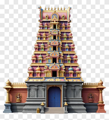 Colorful Temple With Golden Accents PNG