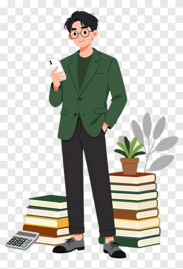Man In Green Blazer Holding Smartphone PNG