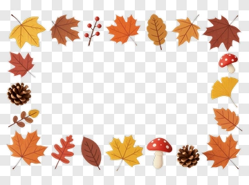 Autumn Leaves Mushroom And Pinecone Frame PNG