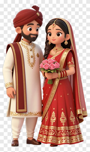 Indian Wedding Couple In Traditional Attire PNG
