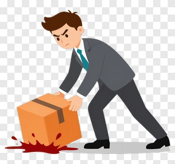 Man Pushing Box With Blood Spill PNG
