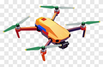 Yellow Drone With Colorful Propellers PNG