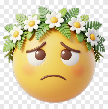 Frowning Emoji With Flower Crown PNG