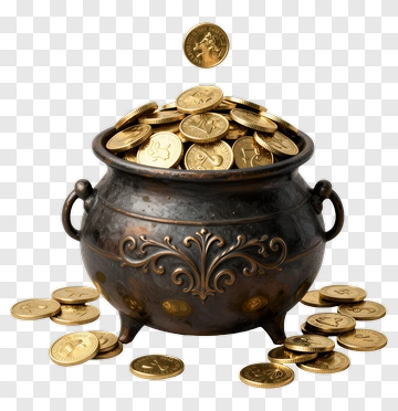 Golden Coins Overflowing From Pot PNG