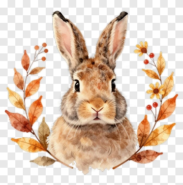 Watercolor Rabbit Surrounded By Autumn Leaves PNG