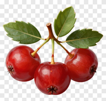 Red Berries With Green Leaves PNG
