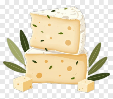 Cheese With Olive Leaf PNG