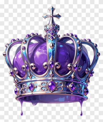 Purple Crown With Gemstones And Cross PNG