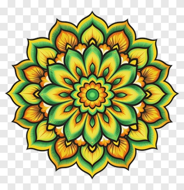Colorful Floral Mandala Design PNG