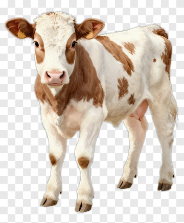 Cute Cow With Brown And White Spots PNG