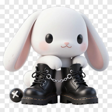Cute White Rabbit In Boots PNG