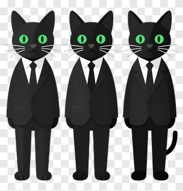 Three Black Cats In Suits PNG