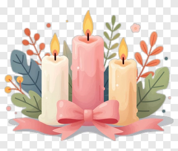 Three Candles With Pink Bow PNG