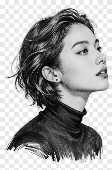 Portrait Of A Woman In Sketch Style PNG