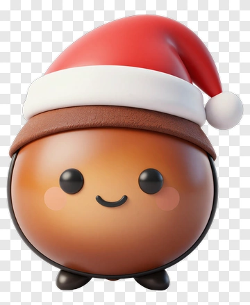 Cute Coffee Bean Wearing Santa Hat PNG