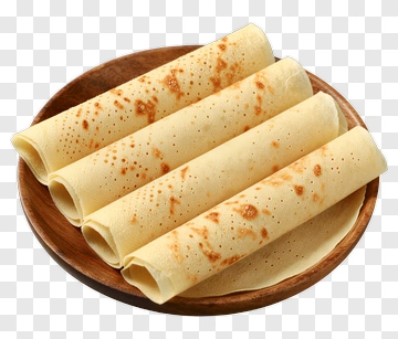 Rolled Crepes On Wooden Plate PNG