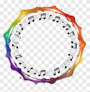 Rainbow Musical Notes Circle PNG