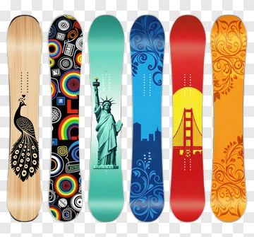 Six Decorated Snowboards PNG