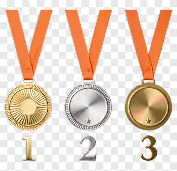 Gold Silver Bronze Medals With Orange Ribbons PNG