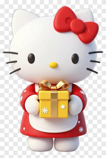 Hello Kitty Holding A Gift PNG