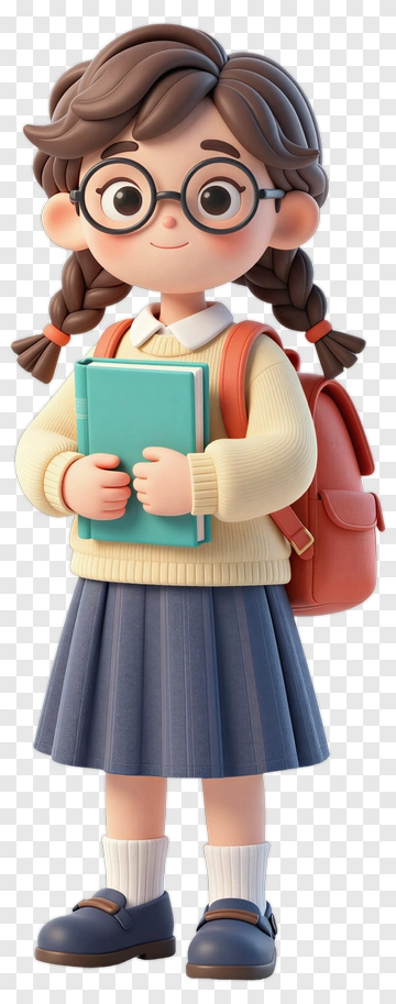 Cute Girl Student With Glasses PNG