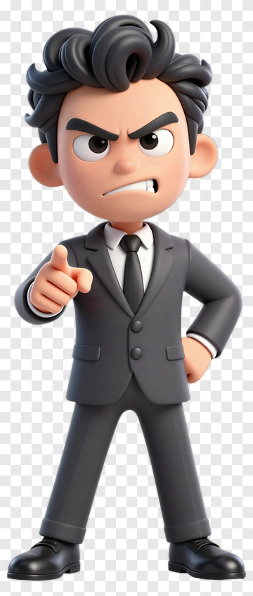 Cartoon Businessman Pointing Angry PNG