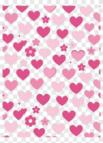 Pink Hearts And Flowers Pattern PNG