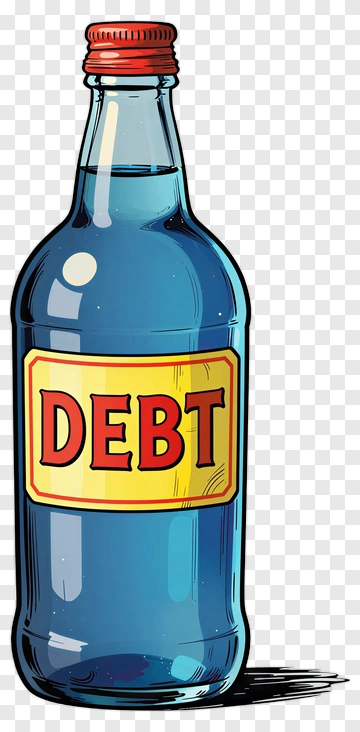 Bottle Labeled Debt PNG