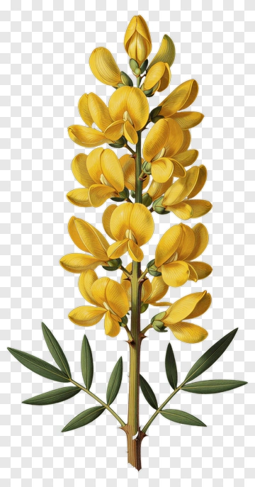 Yellow Flower With Green Leaves PNG