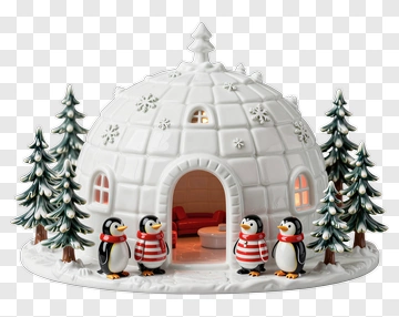 Penguins Outside Igloo PNG