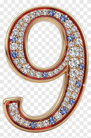Number Nine With Gemstone Accents PNG