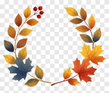 Autumn Leaves And Berries Wreath PNG