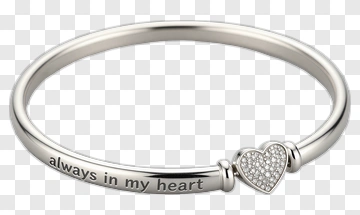 Silver Bangle With Heart Pendant PNG