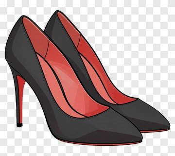 Black High Heels With Red Interior PNG