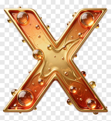Golden Letter X With Liquid Effect PNG