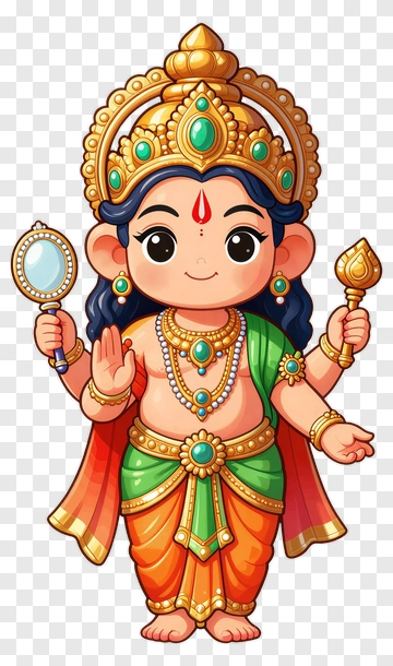Cartoon Ganesha With Crown And Jewels PNG