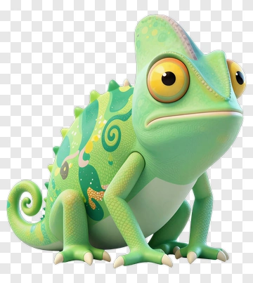 Green Chameleon With Patterned Skin PNG